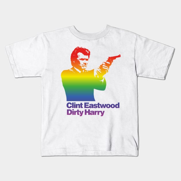 Dirty Harry (rainbow effect) Kids T-Shirt by GraphicGibbon